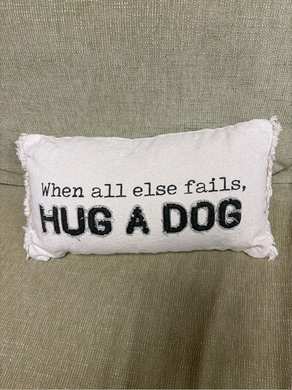 Hug A Dog Embroidered Decorative Pillow - White Black Home Decor